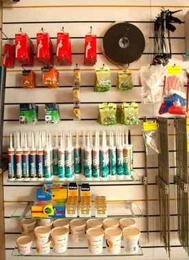 Various glass construction products displayed in O'Reilly Glass's premises